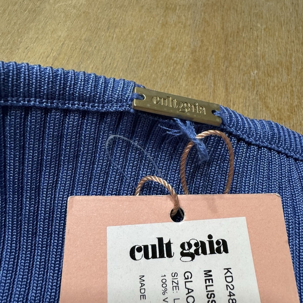 Cult Gaia Melissa Long Sleeve Knit Midi Dress Size‎ Large Ribbed Stretch - Picture 7 of 13